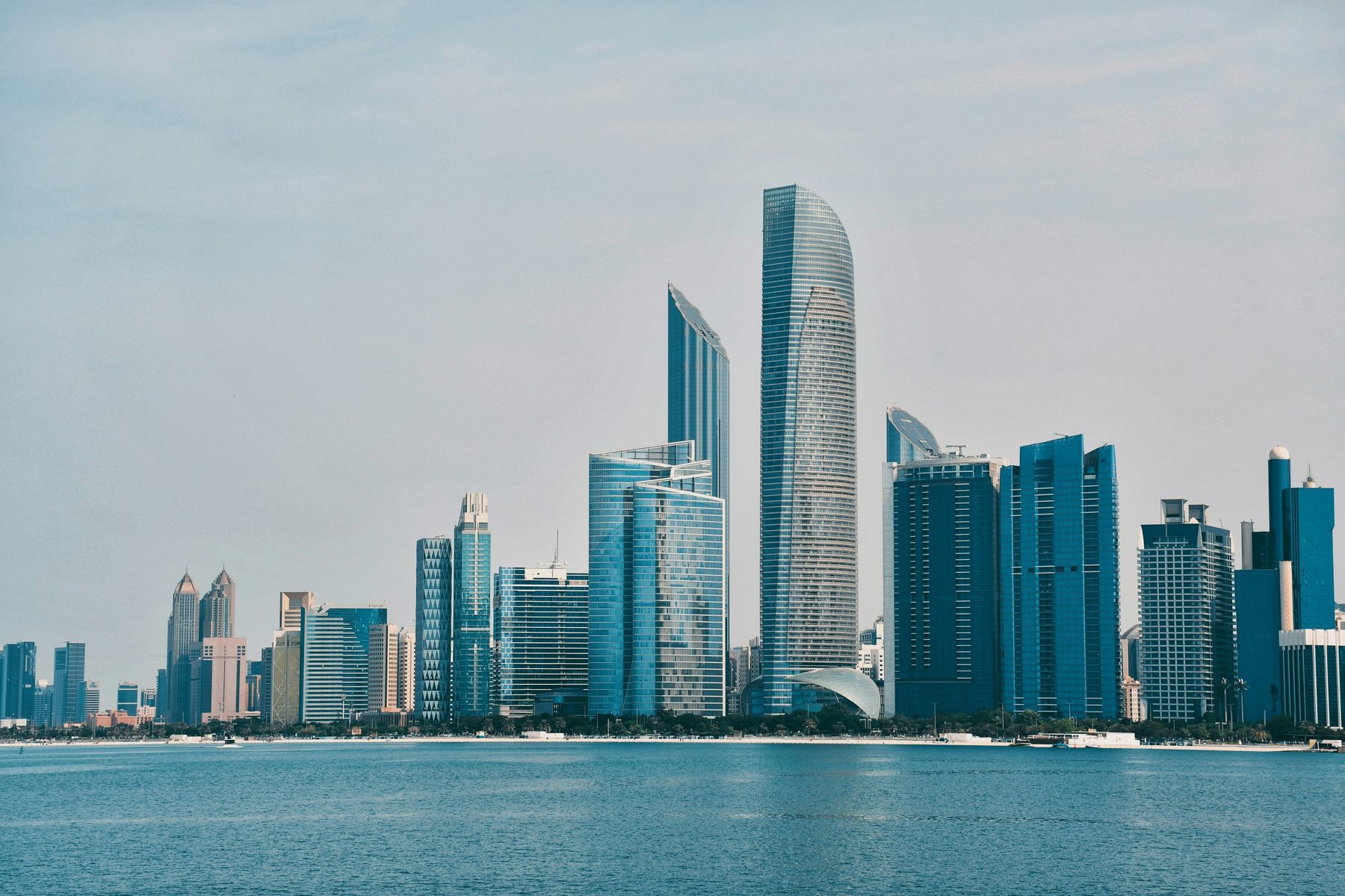 Abu Dhabi skyline seen from Corniche Beach